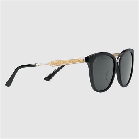 gucci round frame metal and acetate sunglasses|gucci 57mm round sunglasses.